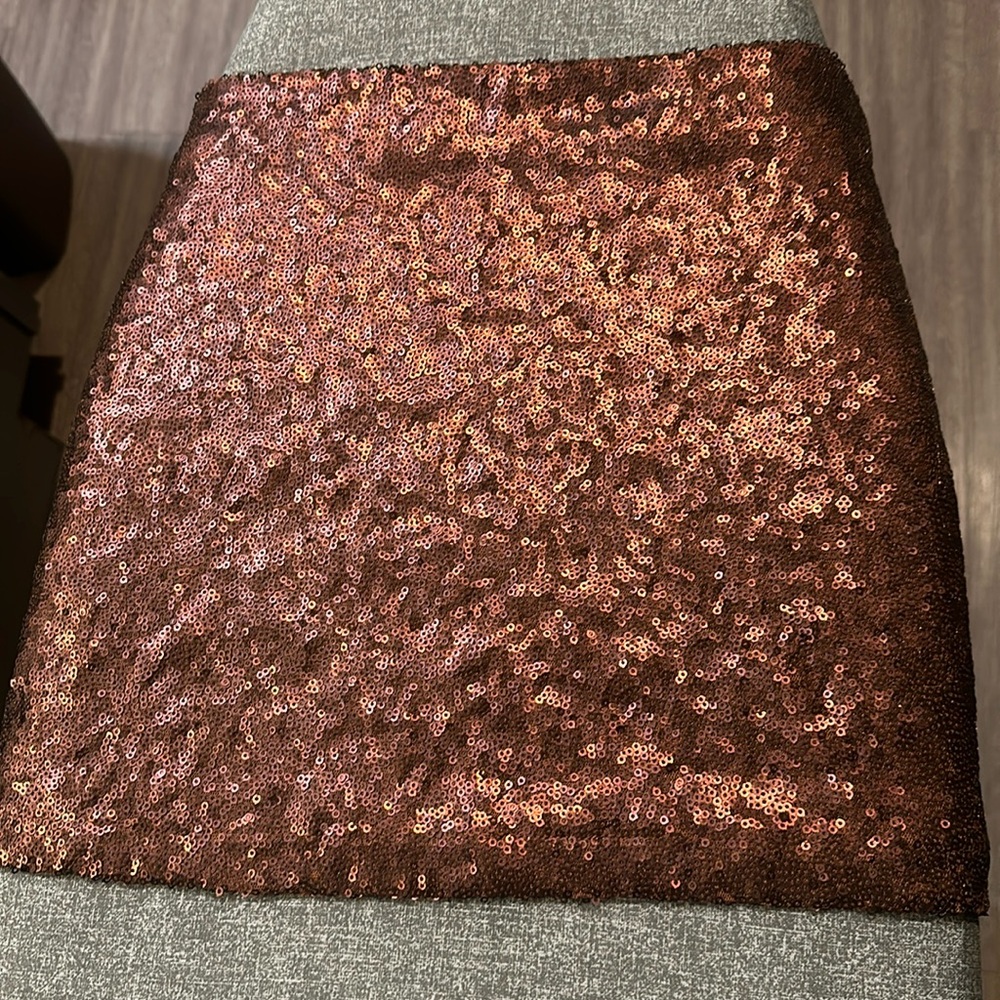 Copper sequins mini skirt